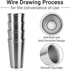 Stainless Steel Tumbler 16 oz Stackable Double Wall Insulated Cups 4 Pack for