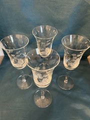 Toscany Wine Glasses Etched With Butterfly & Flowers – Set Of 4