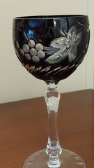 Dark Amethyst Cut To Clear Crystal Wine Hock Goblet 7.5