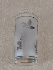 Vintage Drinking Glasses Libbey Frosted Leaf Silver 5.5″ Set of 8 MCM