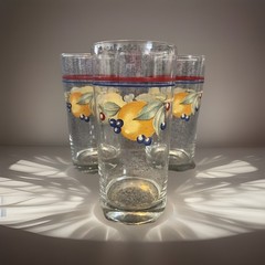 3 VintageCorning Corelle Coordinates Abundance Fruit 6″ Drinking Glasses Tumbler
