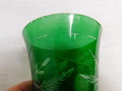 C8 – Williams – Sonoma Pinecone Green Water Goblets Lot of 3