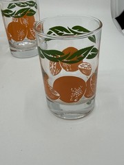 7 Vintage Anchor Hocking 1987 Orange Juice Glasses 3.5”