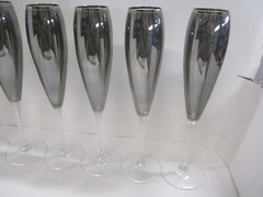 Set of 6 Silvertone Chamagne Glasses Flutes