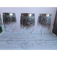 3 Vintage Silver Fade Ombre Petite Wine Glasses Dorothy Thorpe