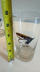 Vintage Fly Fishing Highball Glasses Set Of 8 With Multicolor Fly Designs