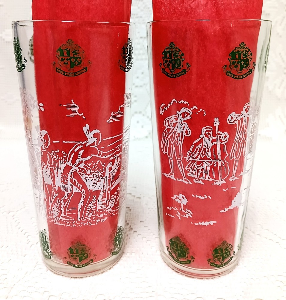 2 VTG Deus Major Columna Glasses NATIVE AMERICANS Colonial Ships ORCHESTRA Dance