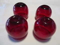 Vintage Bar Ruby Red Roly Poly Glass Double Old-Fashioned Set 4 1960’s 13 Oz.