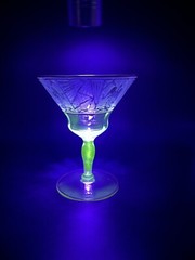 Glastonbury Lotus Cocktail Glass Glows La Furiste Clear Gold Trim