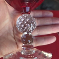 Set of 2 Morgantown Golf Ball Ruby Red Liquor Cocktail Glasses