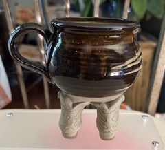 VTG 1994 Muddy Waters Cowboy Boot Ceramic Cup Art Pottery Mug 5″ Signed