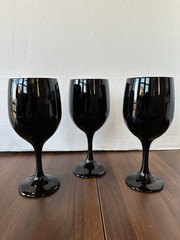 Vintage Libbey Black Amethyst Wine Glasses Set Of 3