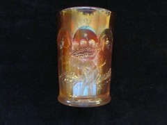 Antique Northwood Carnival Glass Marigold Oriental Poppy Tumbler c.1915