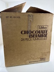 SET OF 21 LIBBEY CHOCOLATE BROWN BELAIRE BEVERAGE GLASS TUMBLER VINTAGE MCM
