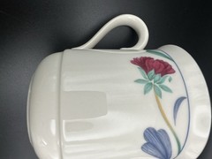 Lenox Chinastone Poppies on Blue Coffee Mugs Set of 2 Stacking USA