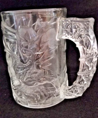 1995 DC COMICS McDonalds BATMAN FOREVER 3D Art Pressed Glass MUG CUP Vintage