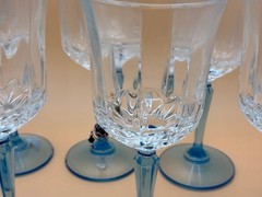 GORGEOUS Vintage Art Deco American Heritage Blue Stemmed Wine/Water Goblets 6pc