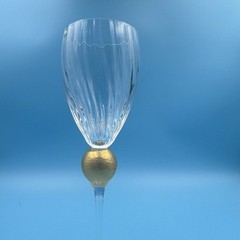 One Union Street Gold Ball Stem Wine Glasses 9.5” Signed Vintage 24k Gold Wine