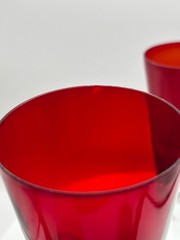Set of 2 Ruby Red 9.5” Champagne Flute With Clear Stem And Foot, Damaged item