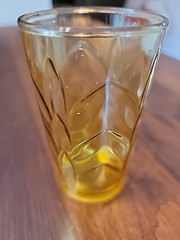 1960s Continental Can Company Amber Juice Glass With Chevron Leaf
