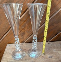 Set of 2 Vintage 2000 Champagne Flutes France, 10 1/4″ tall
