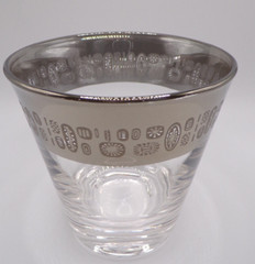 Atomic Silver Band Rocks Lowball Tumbler Glasses MCM Canonsburg Temporama Set 9