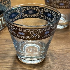 Set Of 4 Culver Sorrento Highball glasses , Silver Filigree W/ Turquoise