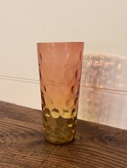 New England Glass Co. Victorian Amberina Baby Thumbprint Tall Optic Tumbler