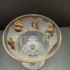 1950’s Libby Frosted Gold Leaf / Golden Foliage Wine Dessert Glass 4.25″