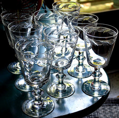 Vtg Set 8 HAWKES ‘ROYAL’ Cut Crystal ARCHED LEAF Water Goblets Glasses 6 5/8″