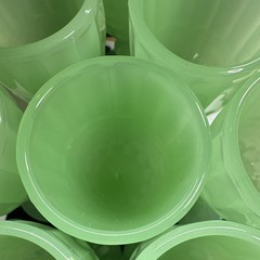 Lot of 10 Jadeite Green Amelie Sunflower Mini Goblet Cordial Shot Glasses MINT