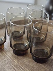 (6) Libbey Tawny Accent 11 Oz Tumblers Set Vintage Brown Drink Glasses Retro Lot