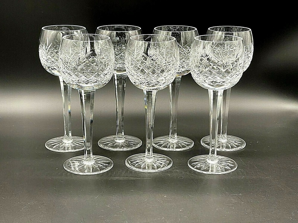 Set of 7 High Quality Cut Crystal Wine Stems Glasses