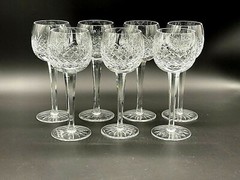Set of 7 High Quality Cut Crystal Wine Stems Glasses