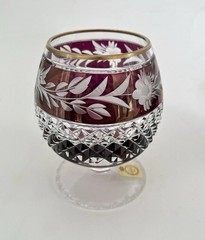 Bohemian Cut Crystal Amethyst Brandy Glass Germany ~ Ebeling & Reuss?
