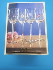 Lenox Floral Spirit Set of 4 Handcut Handpainted Tulip Wine Glasses