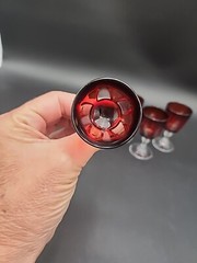 Cristal D’Arques Durand Red Gothic Cordial Glasses 3.25″ France Set of 5