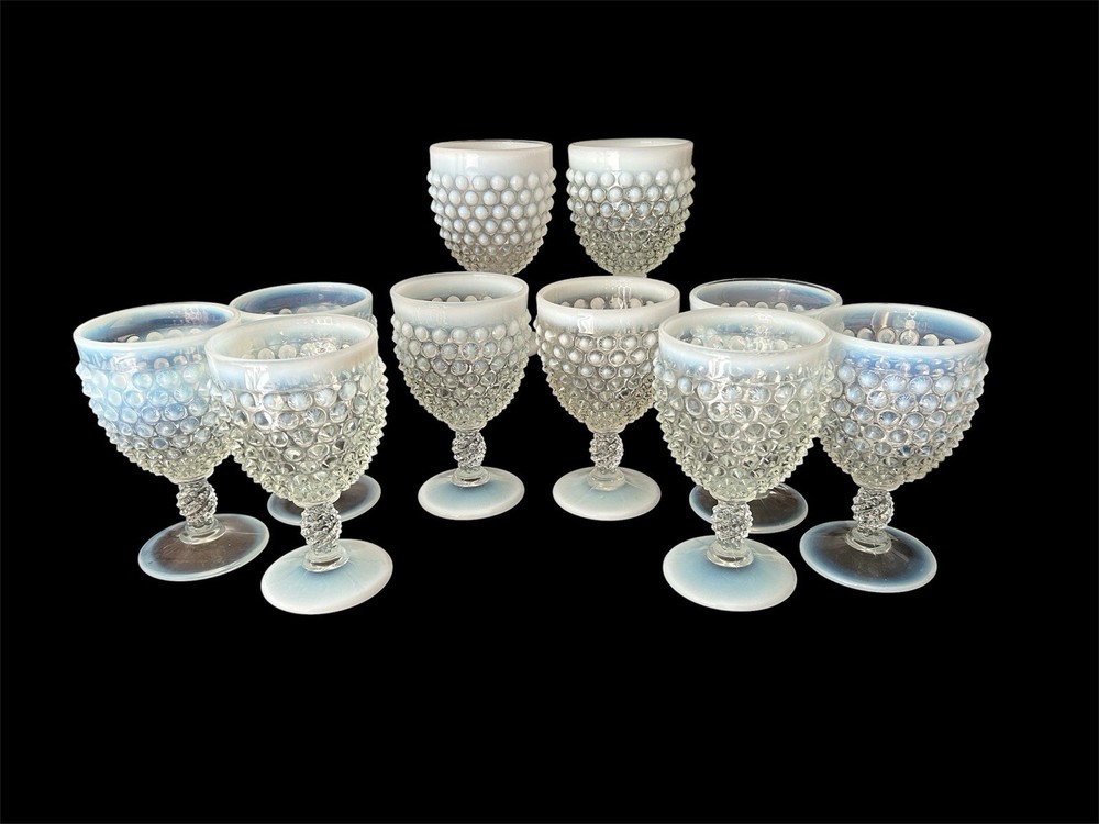 FENTON HOBNAIL FRENCH OPALESCENT WATER GOBLET qty 10