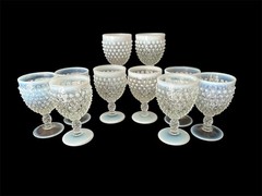 FENTON HOBNAIL FRENCH OPALESCENT WATER GOBLET qty 10