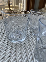 5 Vintage Pasabahce Mirage Lowball Glasses Bubble Circle Optics Dots 4” Turkish