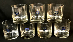 7 Vtg MCM Lowball Glasses Osborne Kemper Thomas Barware Silver Knights Platinum