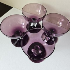 4 Amethyst Purple Sherbert Champagne Glasses 4″ Bryce Aquarius Pattern