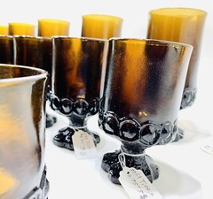 Vintage Mid Century Tiffin Franciscan Madeira Amber Goblets 4 Sizes 19 pieces