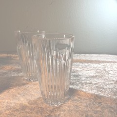 Vintage Ribbed Panel Glass Tumbler Starburst Base 8 oz Unbranded MCM Kitchen