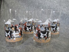 Vintage Libbey Country Happy Cow Set of 4 16 Oz Tumblers Farm Glasses USA