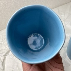 4 Vintage FRANKOMA Pottery # 5L Robin Egg Blue Tumblers 4-3/4″ tall x 3.5″ rim