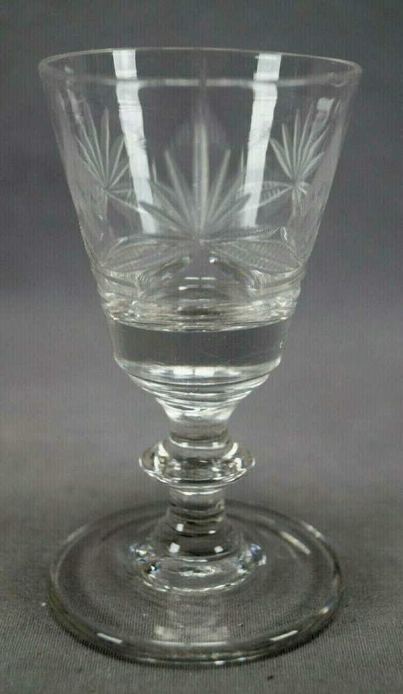 Pittsburgh Cut Blazed Roundels Fans & Vesicas Hand Blown Flint Glass Wine C.1820