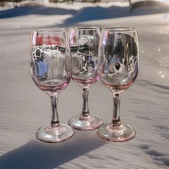 Arcoroc Rosaline Pink Swirl Oversized 7.25″ Wine Goblets France Set 9 Rare 1980