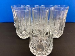 Crystal Glasses – 7 are 5.5″ tall / 1 is 4″ – 24% Full Lead Crystal – USA