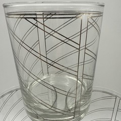 VTG 4 CULVER Barware Glass Devon Black Double on Rocks 14OZ 22k Gold Stripe 1987